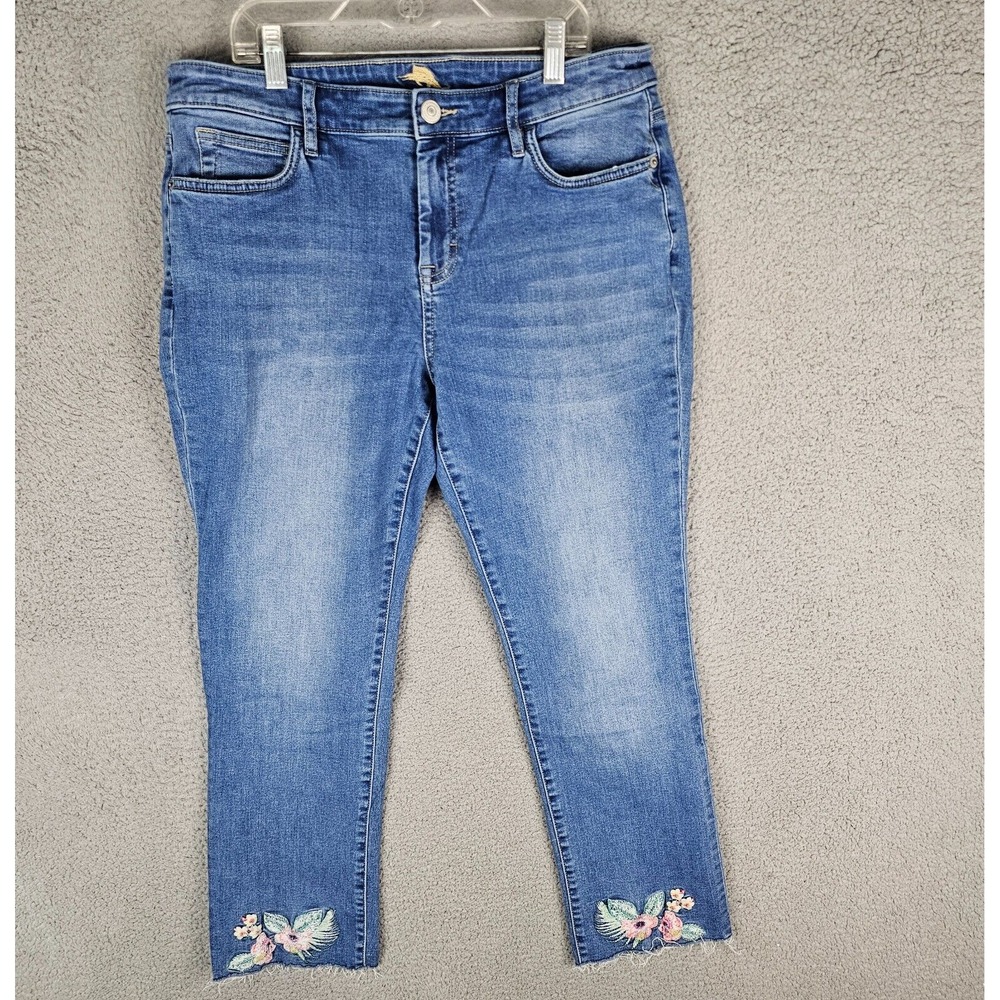 Tommy Bahama Embroidered Jeans Crop Women Size 34 X 26.5
